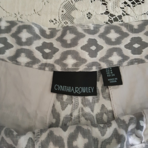 Cynthia Rowley Gray White Linen Shorts Size 4 - Picture 2 of 7
